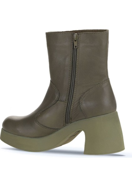Haki Deri Kadın Topuklu Bot 01WZ7000 01WZ7000 fırsatları