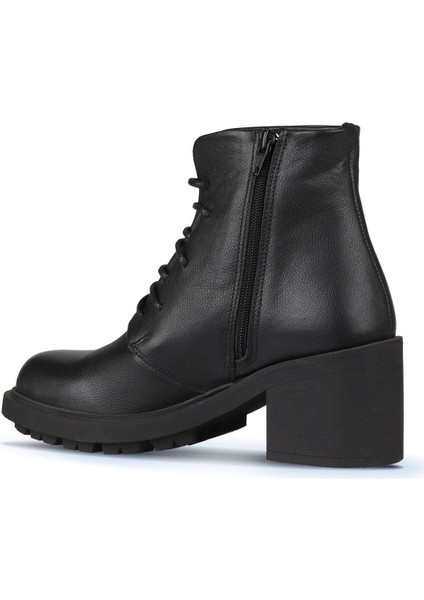 Siyah Deri Kadın Topuklu Bot 01WZ7904 01WZ7904 fırsatları
