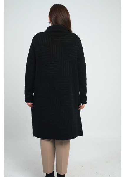 Kadın Önü Düğmeli Cepli Büyük Beden Likralı Triko Kaban fırsatları