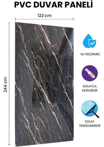 Royal Gold Luxury Mermer Desenli Pvc Panel 122 x 244 cm