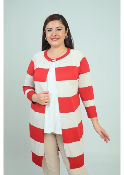 Kadın Enine Kalın Çizgili Büyük Beden Hırka fiyatları