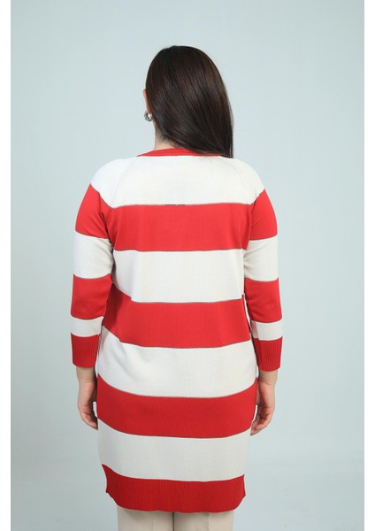 Kadın Enine Kalın Çizgili Büyük Beden Hırka fırsatları