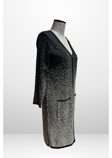 Kadın Karyağdı Desen Cepli Büyük Beden Triko Uzun Hırka fiyatları