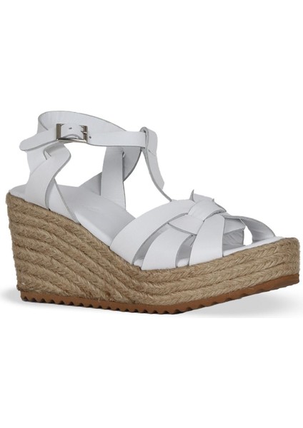 Beyaz Deri Kadın Dolgu Topuklu Sandalet 14WS72402 14WS72402 fiyatları
