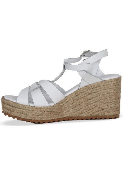 Beyaz Deri Kadın Dolgu Topuklu Sandalet 14WS72402 14WS72402 modelleri