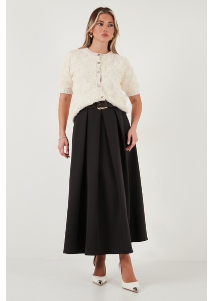 Modest Kemerli Comfort Fit Yüksek Bel Pileli Kloş Uzun Tesettür Etek Bayan Etek 6833360 modelleri