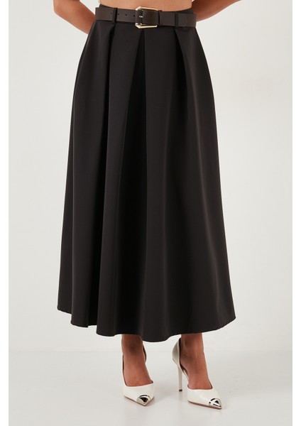 Modest Kemerli Comfort Fit Yüksek Bel Pileli Kloş Uzun Tesettür Etek Bayan Etek 6833360 fırsatları