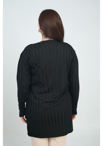 Kadın Kol Düğme Detaylı Kalın Fitilli Likralı Büyük Beden Uzun Hırka fırsatları