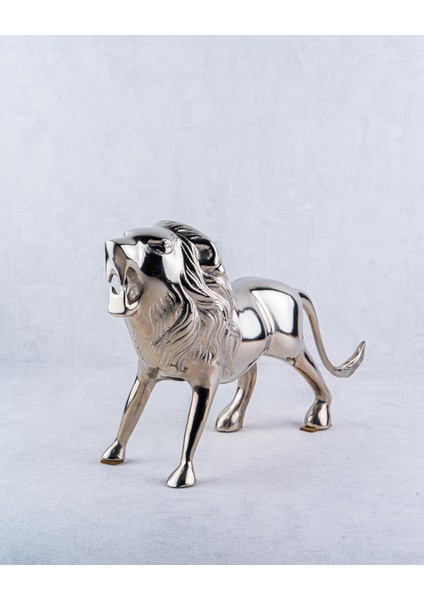 Lion Dekor Gümüş 13X50X28 cm