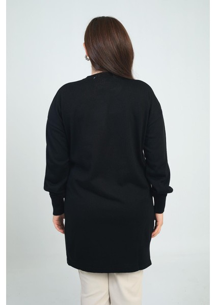 Kadın Önü Tek Cepli Taş Baskı Detaylı Büyük Beden Trikotunik Bluz fırsatları