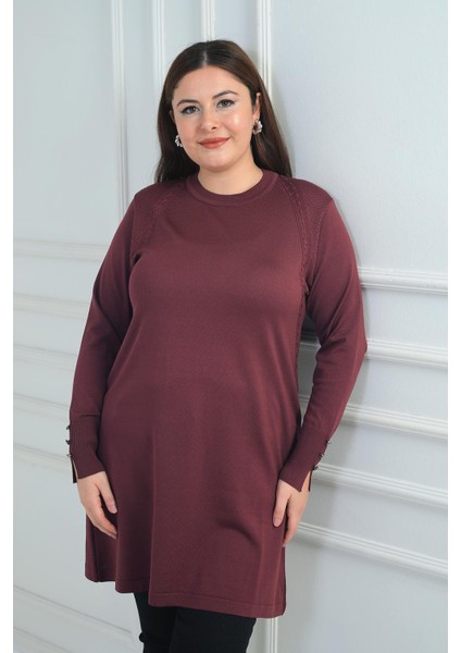 Kadın Ön Yanlar Saç Örgülü Büyük Beden Soğuk Iplik Tunik Bluz modelleri