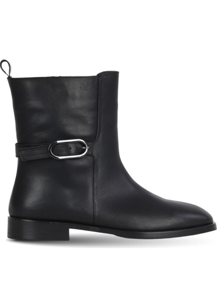 Siyah Deri Kadın Düz Bot 30WB25554 30WB25554