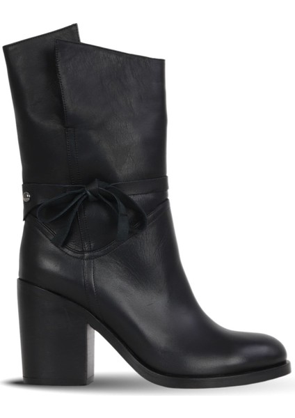 Siyah Zig Deri Kadın Topuklu Bot 30WB4035 30WB4035