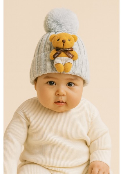 Çocuk Triko Bere Ayıcıklı Kışlık Bebek Bere 1-3 Yaş modelleri