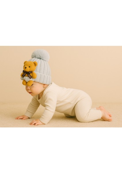 Çocuk Triko Bere Ayıcıklı Kışlık Bebek Bere 1-3 Yaş fırsatları