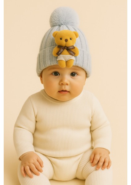 Çocuk Triko Bere Ayıcıklı Kışlık Bebek Bere 1-3 Yaş indirimleri