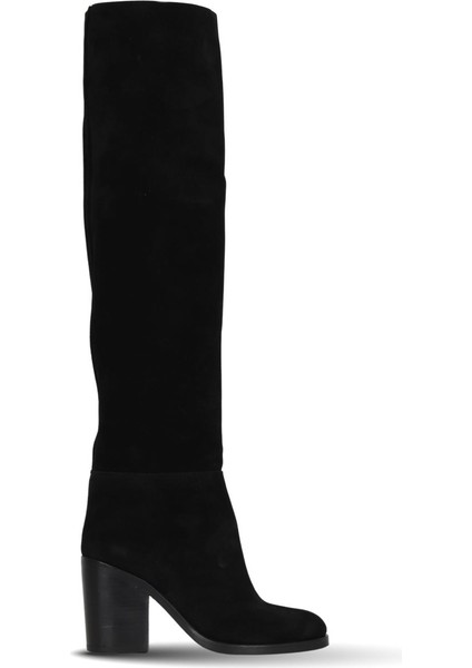 Siyah Süet Kadın Topuklu Çizme 30WC18722 30WC18722