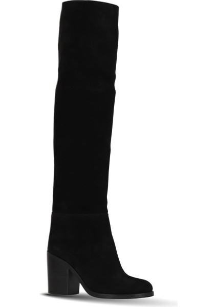 Siyah Süet Kadın Topuklu Çizme 30WC18722 30WC18722 fiyatları