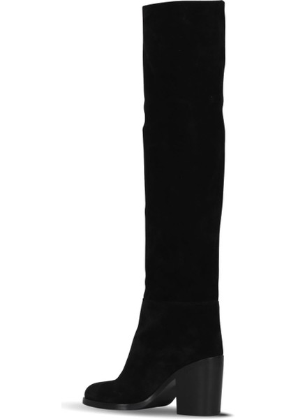 Siyah Süet Kadın Topuklu Çizme 30WC18722 30WC18722 fırsatları