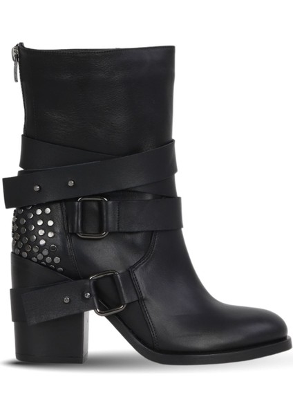 Siyah Deri Kadın Topuklu Bot 30WB8085 30WB8085