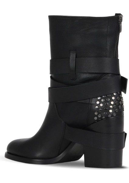Siyah Deri Kadın Topuklu Bot 30WB8085 30WB8085 fırsatları