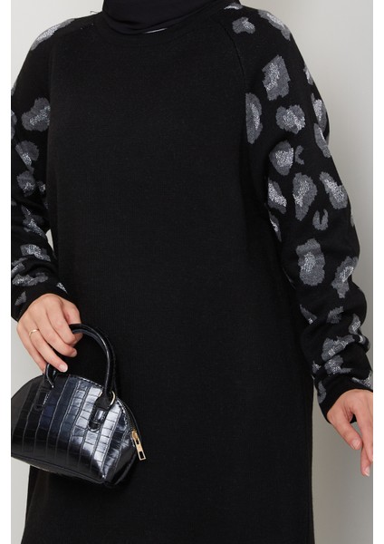 Leopar Simli Kol Desenli Pantolonlu Tunik Takım