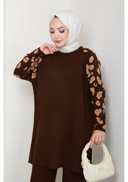 Leopar Simli Kol Desenli Pantolonlu Tunik Takım indirimleri