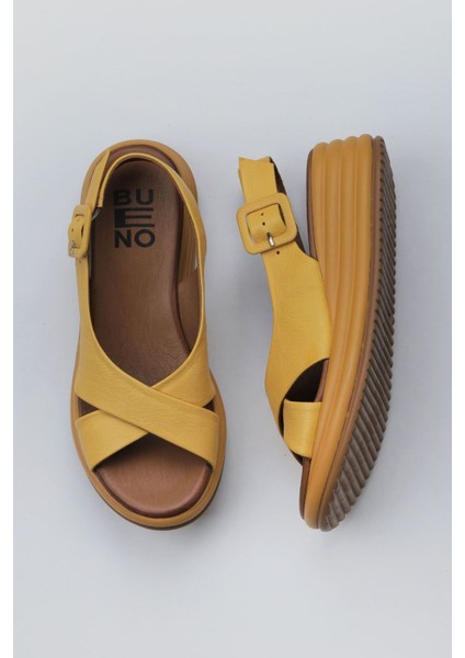 Sarı Deri Kadın Dolgu Topuklu Sandalet 01WY5701 01WY5701