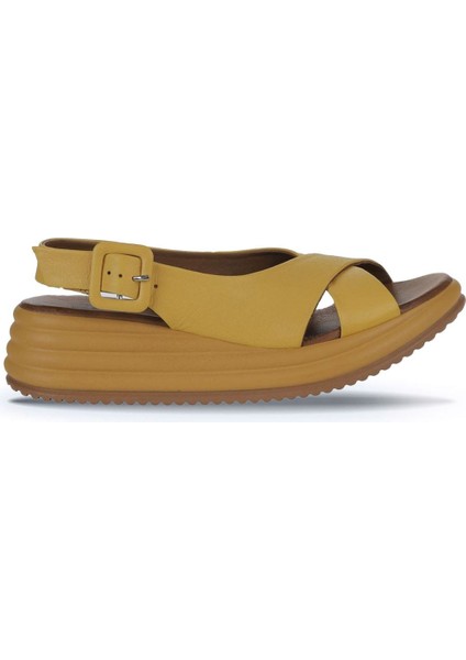 Sarı Deri Kadın Dolgu Topuklu Sandalet 01WY5701 01WY5701 fiyatları