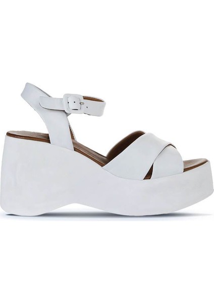 Beyaz Deri Kadın Dolgu Topuklu Sandalet 01WY9001 01WY9001 fiyatları