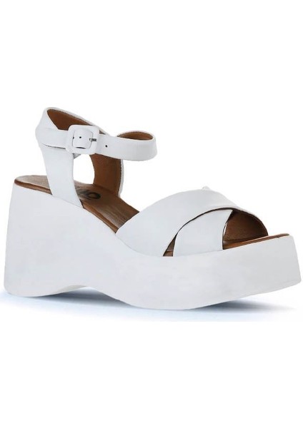 Beyaz Deri Kadın Dolgu Topuklu Sandalet 01WY9001 01WY9001 modelleri