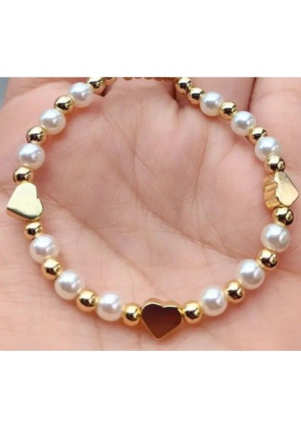 Inci Boncuk Kalp Model Kadın Bileklik