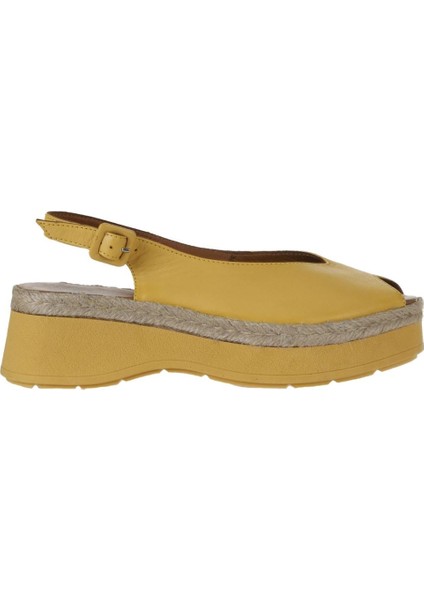 Sarı Deri Kadın Düz Sandalet 01WY8200 01WY8200 fiyatları
