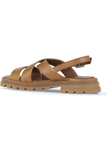 Taba Deri Kadın Düz Sandalet 01WY5501 01WY5501 indirimleri