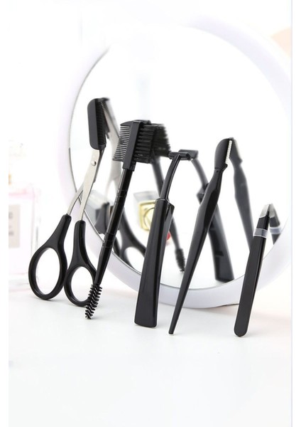 Çelik 5 Parça Kaş Şekillendirme Seti, Taraklı Makas ve Ustura fırsatları