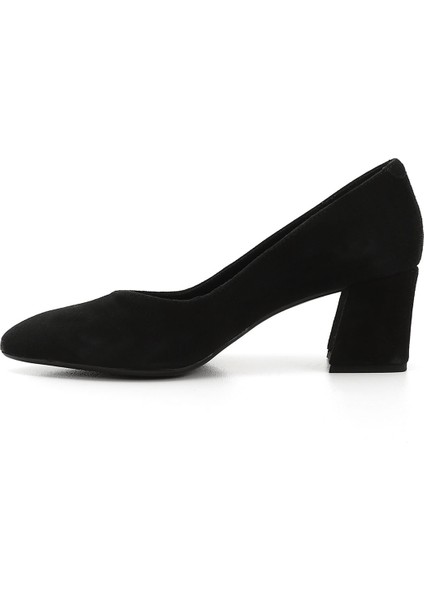 Kadın Siyah Deri Sivri Burun Orta Kalın Topuklu Hakiki Deri Ayakkabı fırsatları
