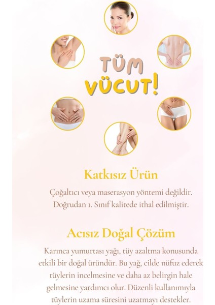 Doğal Karınca Yumurtası Yağı 30 ml - Tüy Azaltıcı ve Bakım Destekleyici fırsatları