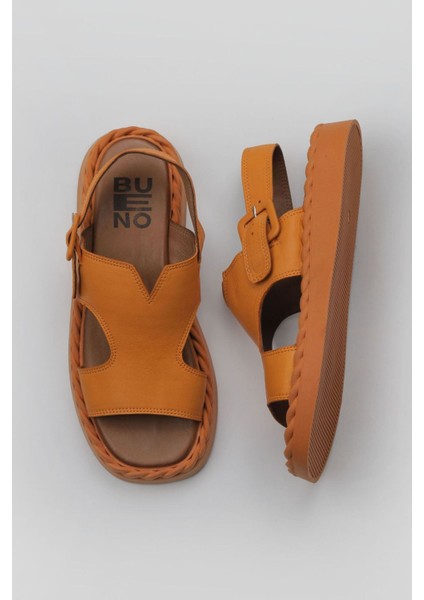 Turuncu Deri Kadın Düz Sandalet 01WY9104 01WY9104