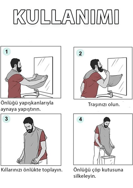 Beyaz Vantuzlu Sakal ve Saç Kesim Önlüğü, Pratik ve Evde Kullanım