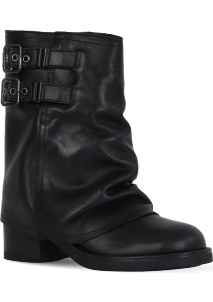 Siyah Deri Kadın Topuklu Bot 39WB1429 39WB1429 fiyatları