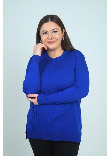 Kadın Tek Taraf Saç Örgülü Büyük Beden Likralı Tunik Bluz modelleri