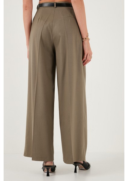 Pileli Wide Leg Yüksek Bel Geniş Paça Kemerli Palazzo Pantolon Bayan Pantolon 68351070