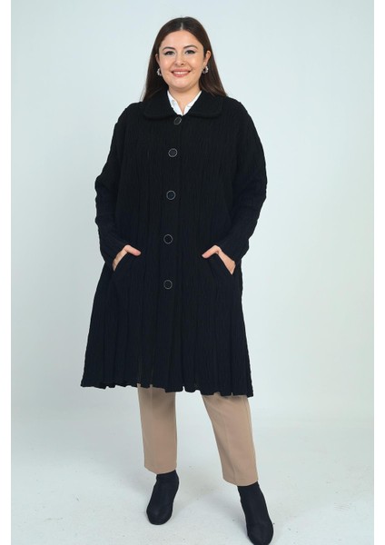 Kadın Desenli Cepli Büyük Beden Triko Kaban fiyatları