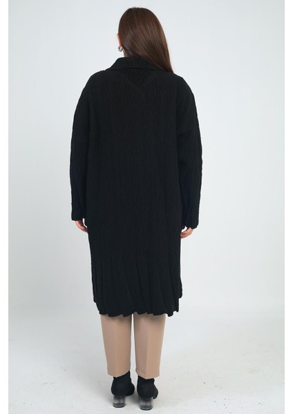 Kadın Desenli Cepli Büyük Beden Triko Kaban fırsatları