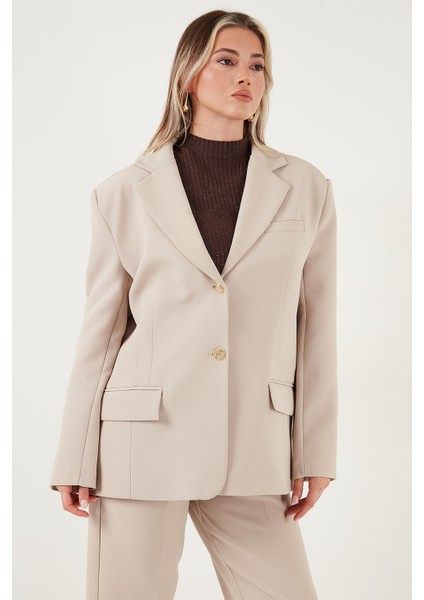 Regular Fit Ceket Yaka Düğmeli Blazer Ceket Bayan Ceket 6839562 fırsatları