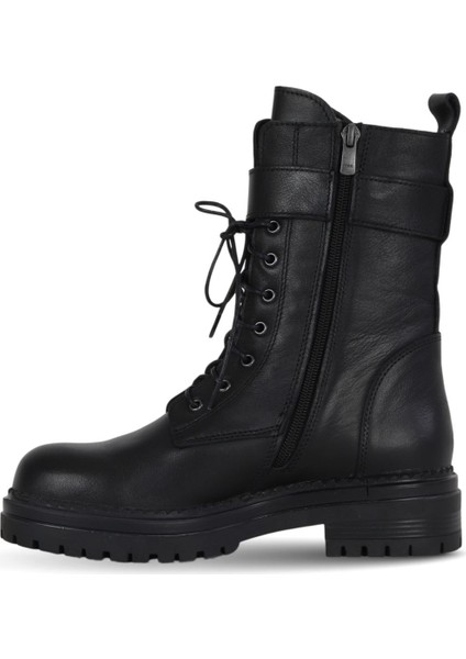 Siyah Deri Kadın Düz Bot 39WB4692 39WB4692 modelleri