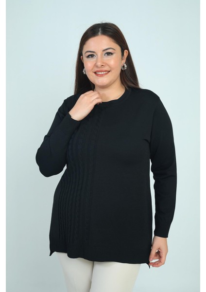 Kadın Tek Taraf Saç Örgülü Büyük Beden Likralı Tunik Bluz fiyatları