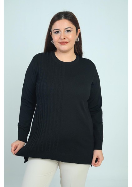 Kadın Tek Taraf Saç Örgülü Büyük Beden Likralı Tunik Bluz modelleri