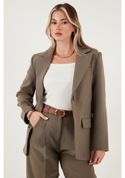 Regular Fit Kruvaze Yaka Kemerli Blazer Ceket Bayan Ceket 6839367 modelleri
