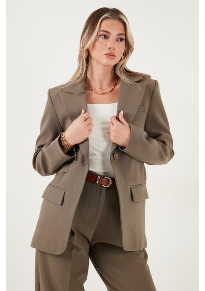 Regular Fit Kruvaze Yaka Kemerli Blazer Ceket Bayan Ceket 6839367 fırsatları